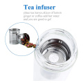 Garrafa de água de vidro borosilicato de infusor de chá de 450ml com tampa de bambu